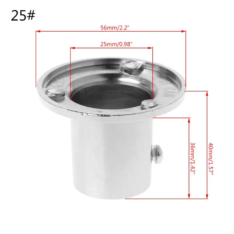 1PC Wardrobe Rail Rod End Support Bracket Clothes Hanging Tube Holder Zinc Alloy - Цвет: 25mm