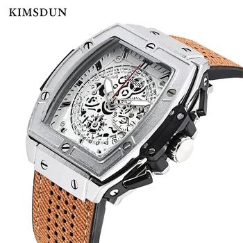 

KIMSDUN New Calendar Watch Fashion Design Bezel Watch Montre Homme Top Brand Luxury Wristwatch Men Quartz Skeleton Watch Clock