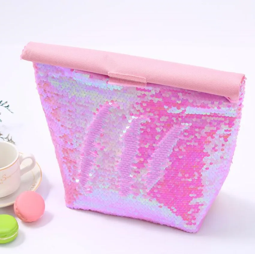 Pink Новинка, изолированная сумка с блестками, сумка для ланча, алюминиевая пленка, сумка для ланча, сумка для пикника, пакет для льда - Цвет: Pink