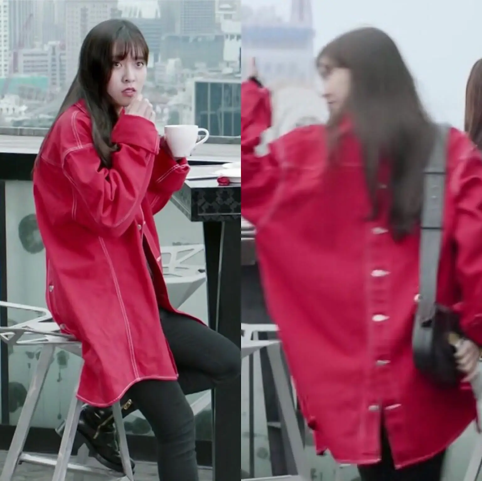 

Decade March 30 song yan Fei Celebrity Style Clothes Female Autumn Korean-style Loose-Fit Mid-length Denim Windbreaker Coat