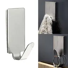 

6Pcs Stainless Steel Hanging Hook Sticky Adhesive Wall Hook Seamless Hanging Hook Towel Clothes Kitchen Bathroom Hanger