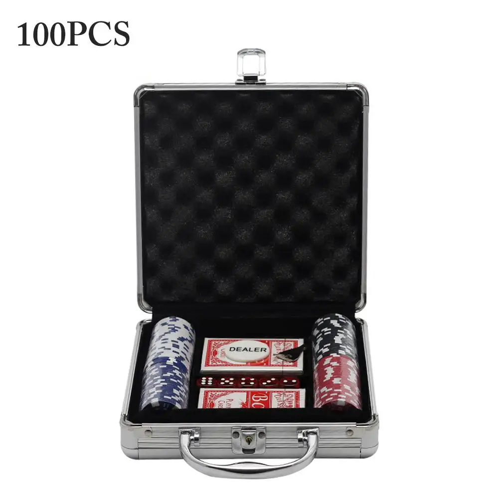 Poker Chips Set Gambling Chips With Aluminum Case Playing Game Accessories 100/200/300PCS High Quality Quick Delivery New - Цвет: A