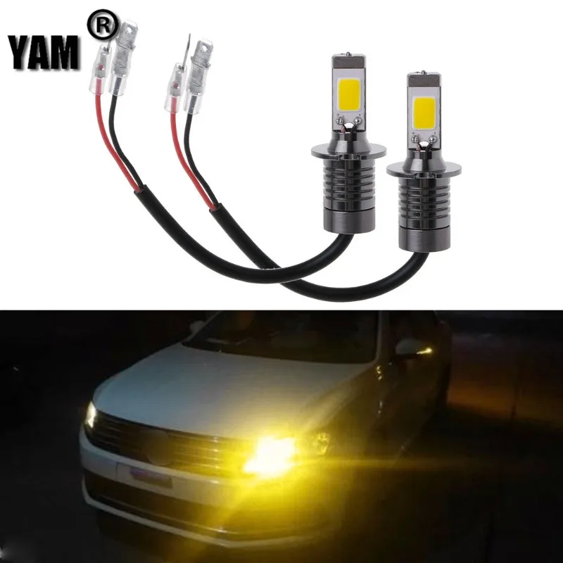 

2Pcs/set H3 80W Strobe Flash LED Bulbs Car Fog Driving Light Lamp Yellow Amber 3000K dropshipping for LED
