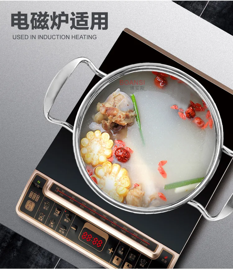 Суповый горшок из нержавеющей стали в Корейском стиле с прямым углом, бинауральный суп с нижней частью, утолщенная молочная сковорода, кухонные горшки, кухонная посуда
