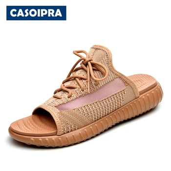 

CASOIPRA 2020 Unisex Slides Summer Casual Shoes Men Comfortable Sneakers Breathable Flat Sandals Shoes Women Slippers 36-47