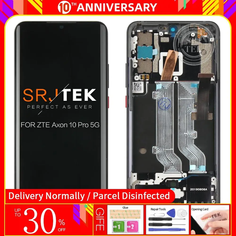

New LCD 6.47"For ZTE Axon 10 Pro 5G Display Touch Screen Digitizer Assembly +Frame For ZTE Axon 10 Pro Display Replacement Parts