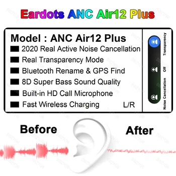 

ANC Air12 Plus TWS Bluetooth Earphone 5.1 noise Reduction Transparent High-Definition Microphone Super Bass PK i900000 Air3 Max