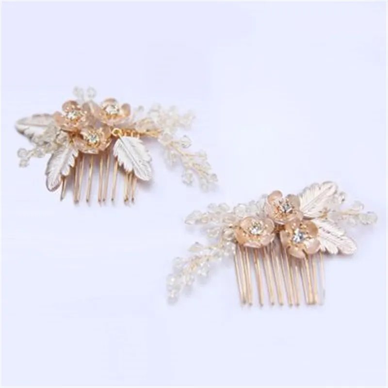 

Cold Hair Comb For Bride Floral Hairpin Clips Flower Wedding Jewelry Accessories Bridal Hair Clip Sets Bride Headwear Hairpieces
