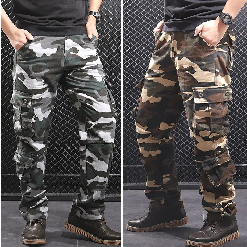 

Export Men's Multi-pockets Sports Camouflage Men Trousers Europe And America Fashion Loose Men's Cargo Trousers European Men's