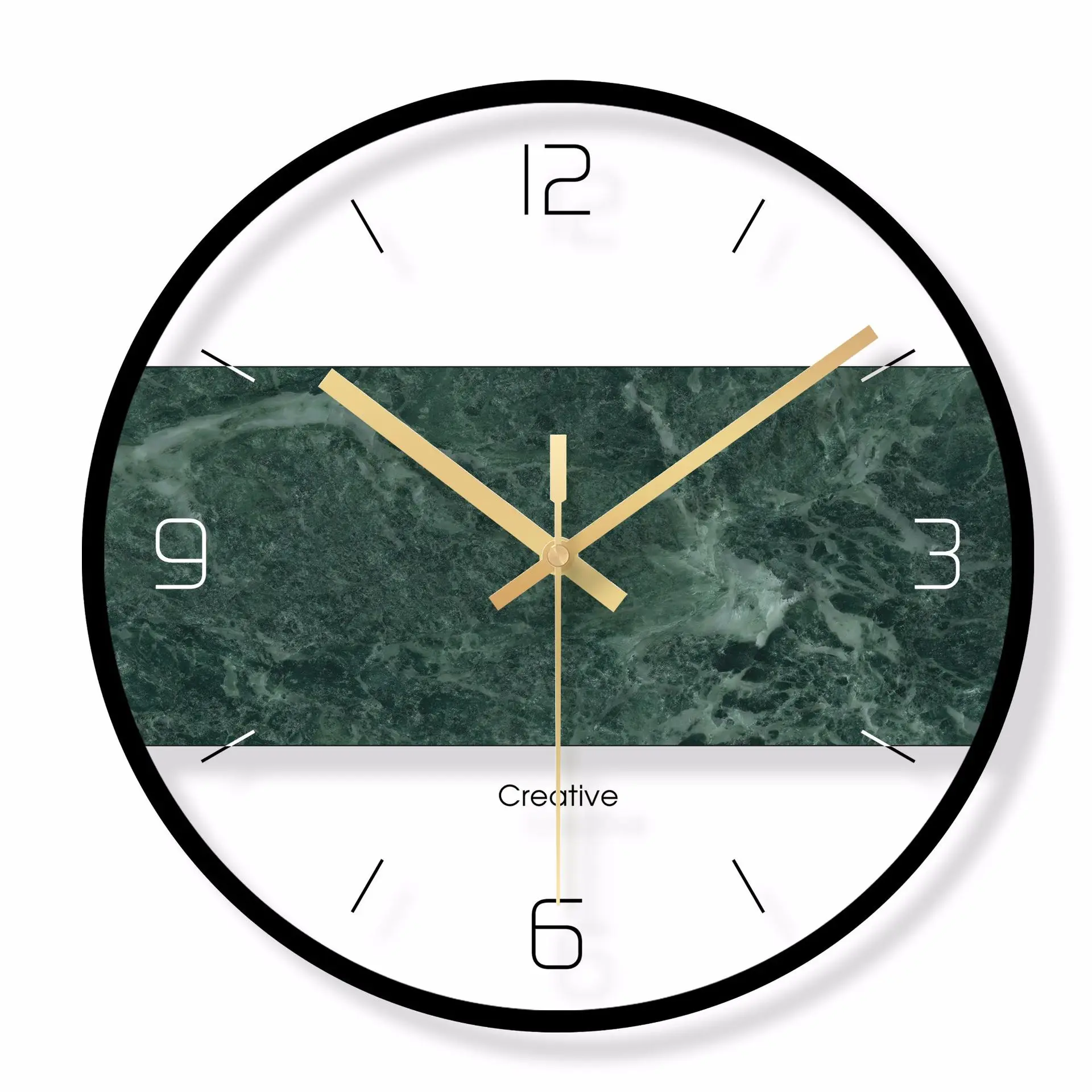 Декоративные бесшумные часы из закаленного стекла с обратным напечатанным декором на стену, диаметр 11,6 дюйма - Цвет: B