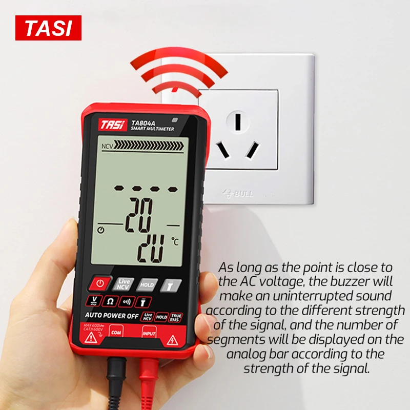 TASI TA804AB Digital Multimeter Professional Auto Tester Multimeter Ultrathin Intelligent OHM NCV Voltage Meter