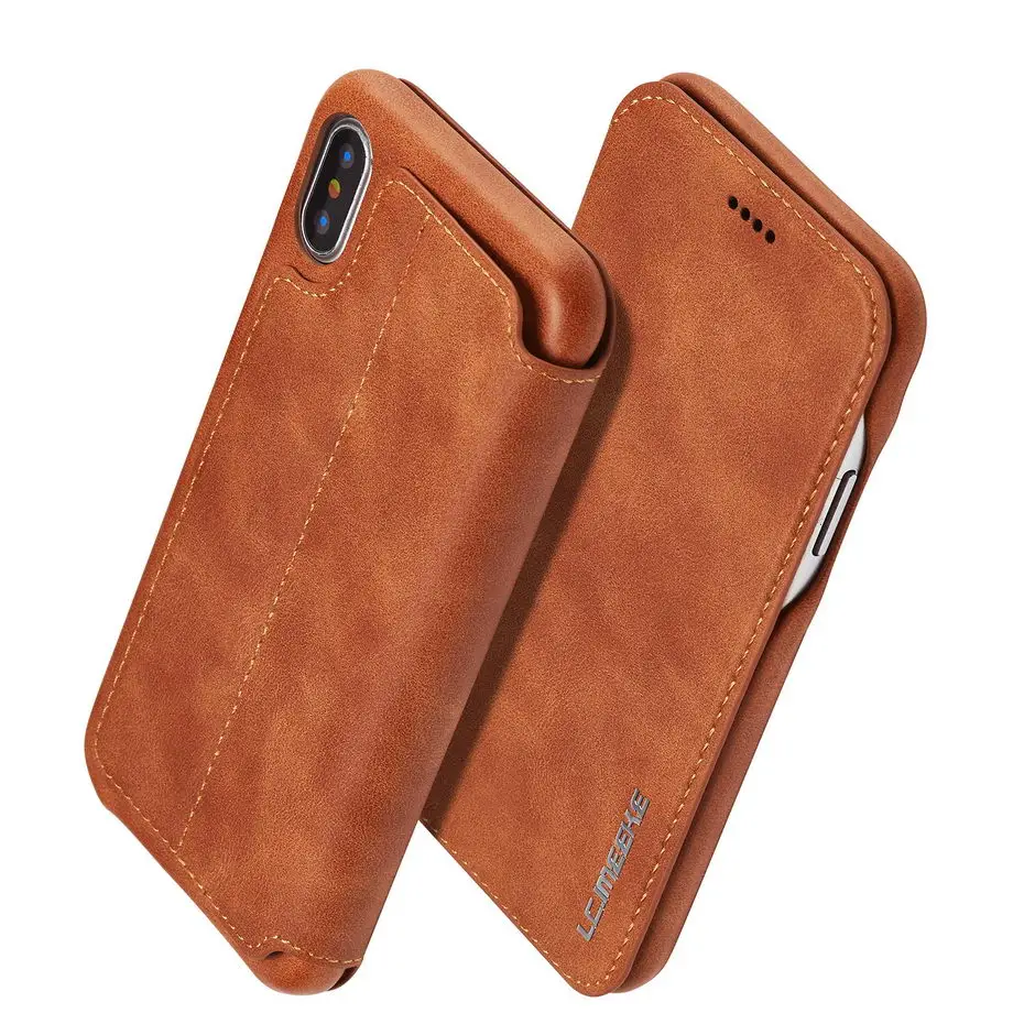 

Flip Phone Case For iPhone X XS XR XS Max Case Leather Luxury Wallet Business Vintage Cover Case For Samsung For iPhone 6 6s 7 8
