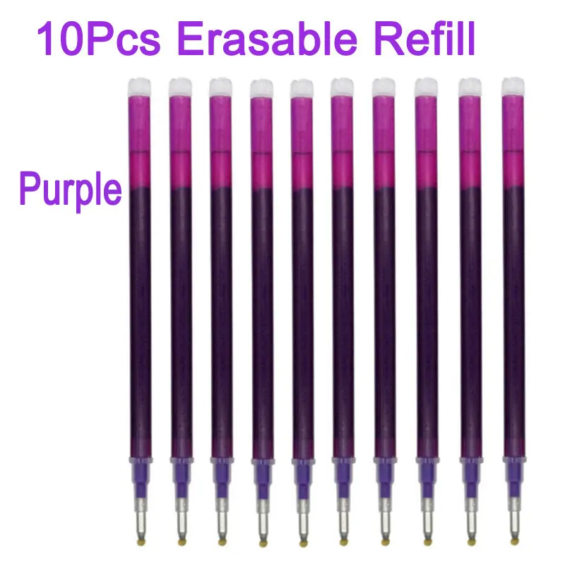10pcs purple ink Delvitch 10 шт./набор, 0,5 мм стержень со стираемыми чернилами, Волшебная стираемая ручка, сменные стержни, Офисная гелевая ручка, заправка, синие канцелярские принадлежности, инструменты для письма - Цвет: 10pcs purple ink