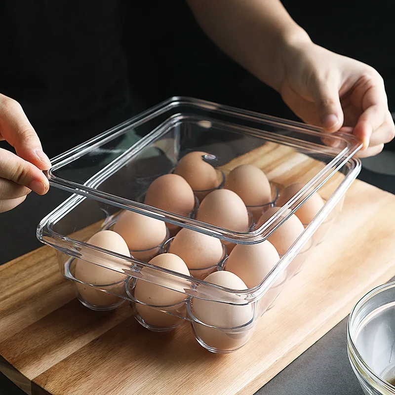 

24 Grids Kitchen Refrigerator Freshness Box Egg Freshness Rectangular Storage Box Transparent Glove Box Lid Egg Box