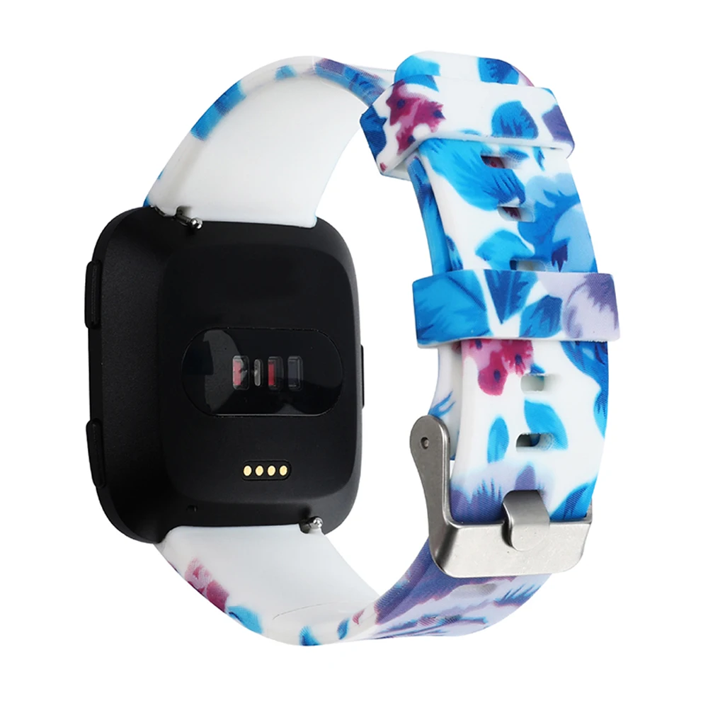 Мягкий силиконовый браслет с принтом для Fitbit Versa, сменный ремешок для спортивных часов, ремешок для часов для Fitbit Versa