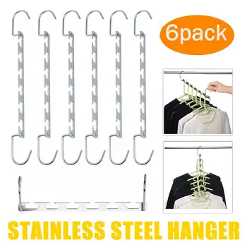 

6Pcs Clothes Hangers Organizer Hooks Space Saver Hanger Holder Multifuction Storage