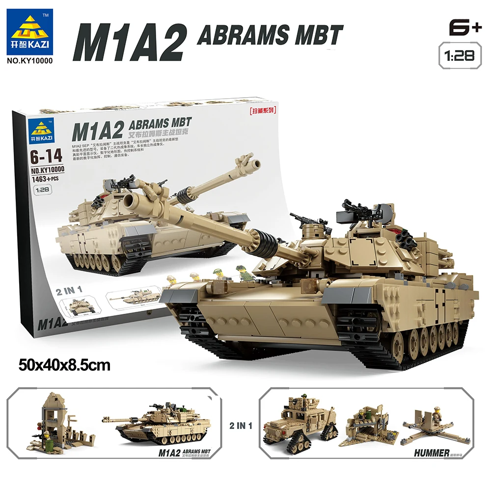 

1463pcs Model Building kits Blocks compatible with Military M1A2 Tank Collection Trans Toys 1:28 ABRAMS MBT KY10000