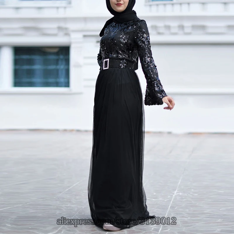 Sequin Abaya Dubai Muslim Dress Hijab Evening Dress Kaftan Caftan Turkish Dresses Robe Islam Clothing Kleding Abayas For Women