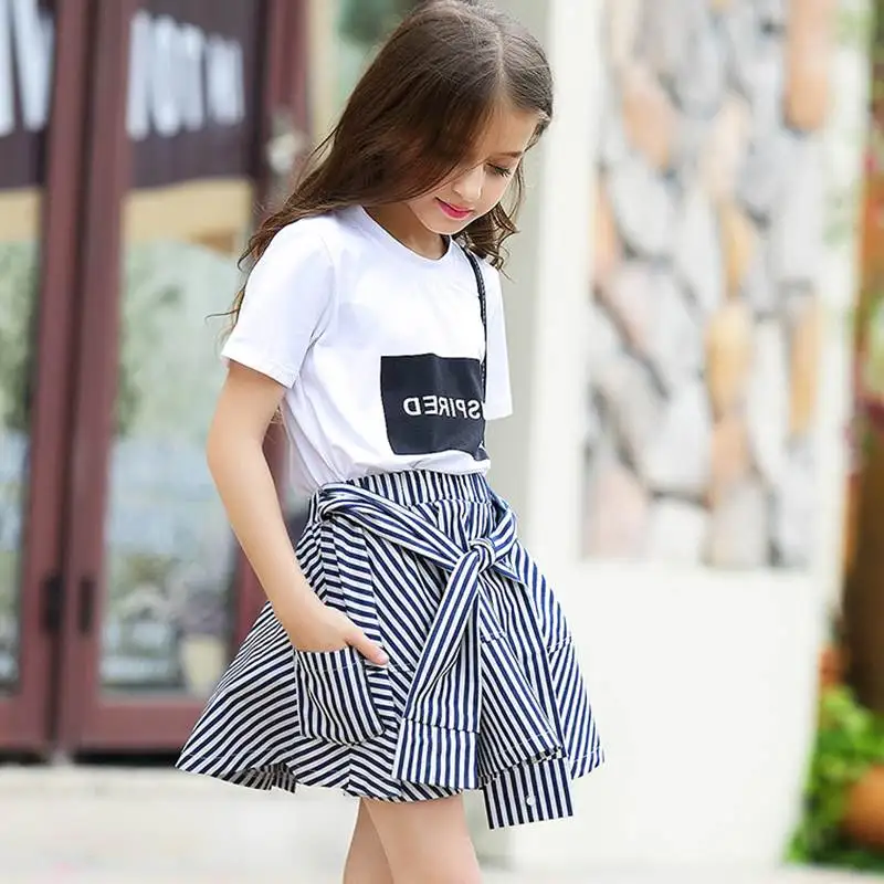 Летние шорты и юбки для девочек, комплект одежды для девочек из 2 ...