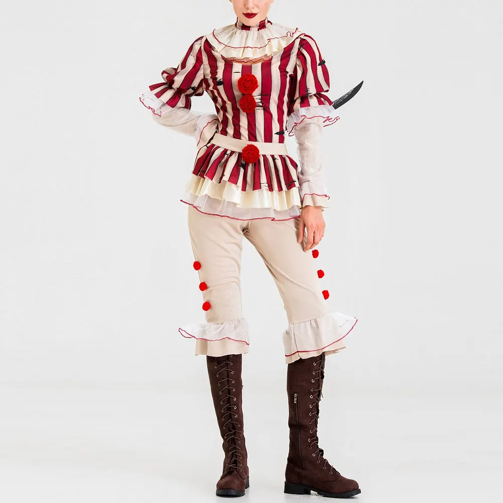 

2019 New Women Men Circus Clown Role Playing Suit Halloween Costumes Adult Cosplay Game Uniform IR-ing