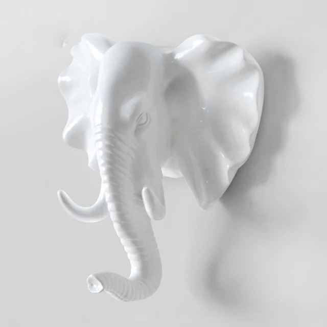 White Elephant Креативные 3D крючки для стены украшения животных двери крючки декоративные крючки для одежды полимерные крючки олень носорог слон жираф лошадь декорации - Цвет: White Elephant