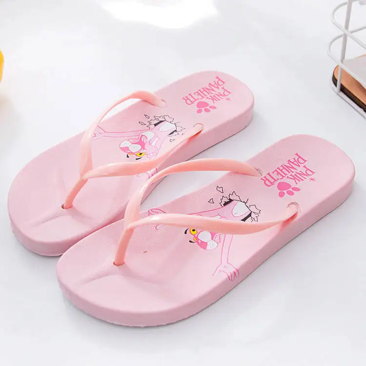 

Flip-flops Women's Summer Anti-slip Beach Flip-flop Sandals Seaside Outer Wear Fashion Pink Panther New Style Thick Bottomed Hom