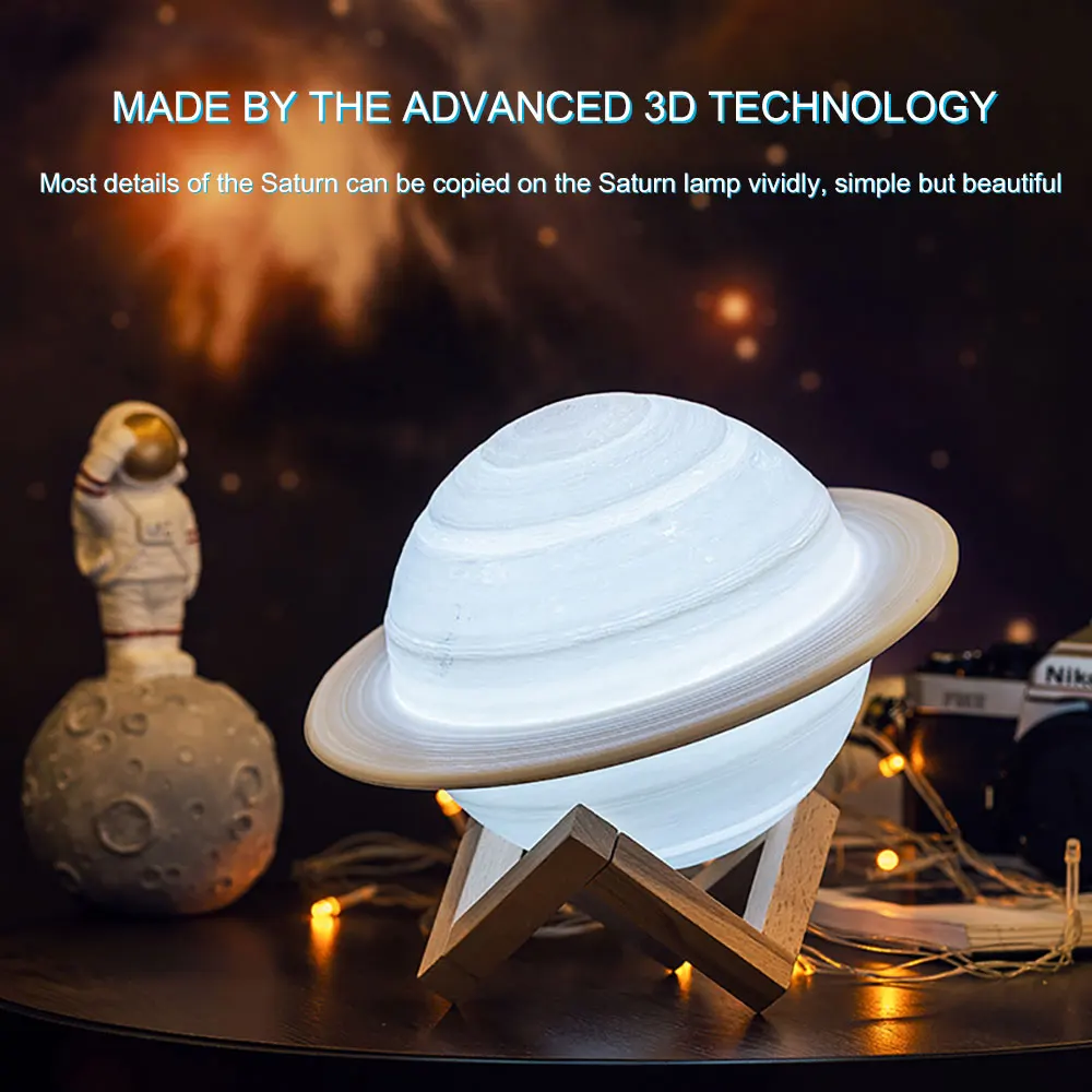 USB 3D печать лампа Сатурна луна лампа детский Настольный Ночник светильник для спальни украшение дома рождественские подарки Прямая поставка 15 см