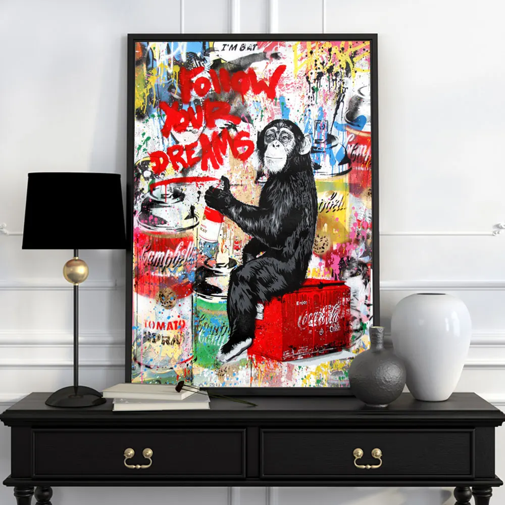 Graffiti wall art canvas Banks poster Nordic decorative picture living room bedroom children room decoration Graffiti wall art canvas Banks poster Nordic decorative picture living room bedroom children room decoration
