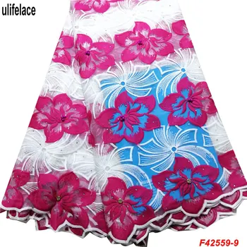 

2019 Bridal Dress Beaded Applique African Lace Fabric Embroiderey Nigerian French Mesh Lace Fabric Real Milk Silk Lace F4-2559