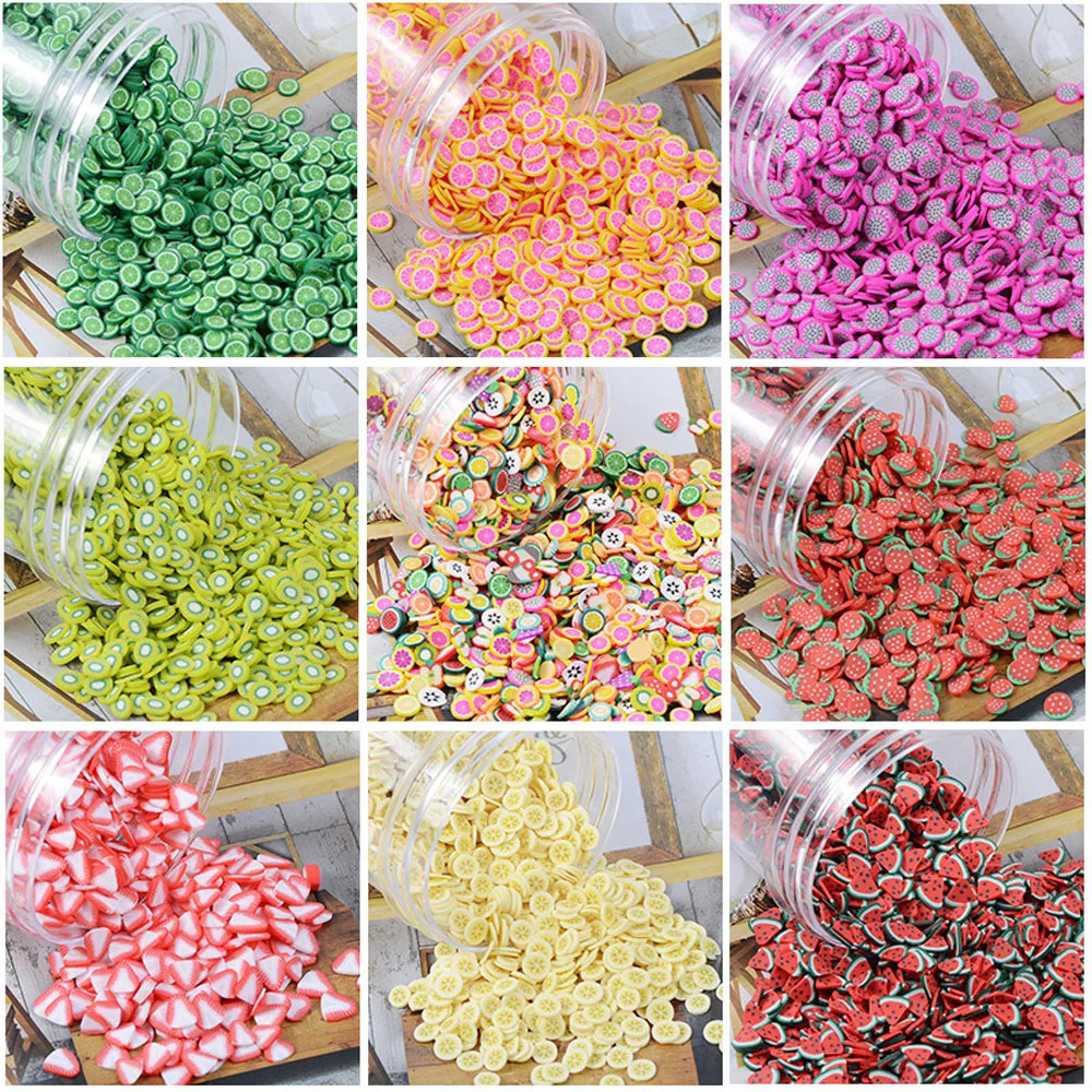 

Soft Pottery Addition Soft Fimo Fruit Slices For Slime Fluffy Lizun DIY Nail Mobile Supplies Slime Accessories Kits For Children
