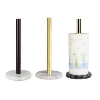 

1pc Kitchen Paper Towel Holder Natural Marble Gold-Plated Roll Paper Stand Storage Shelf