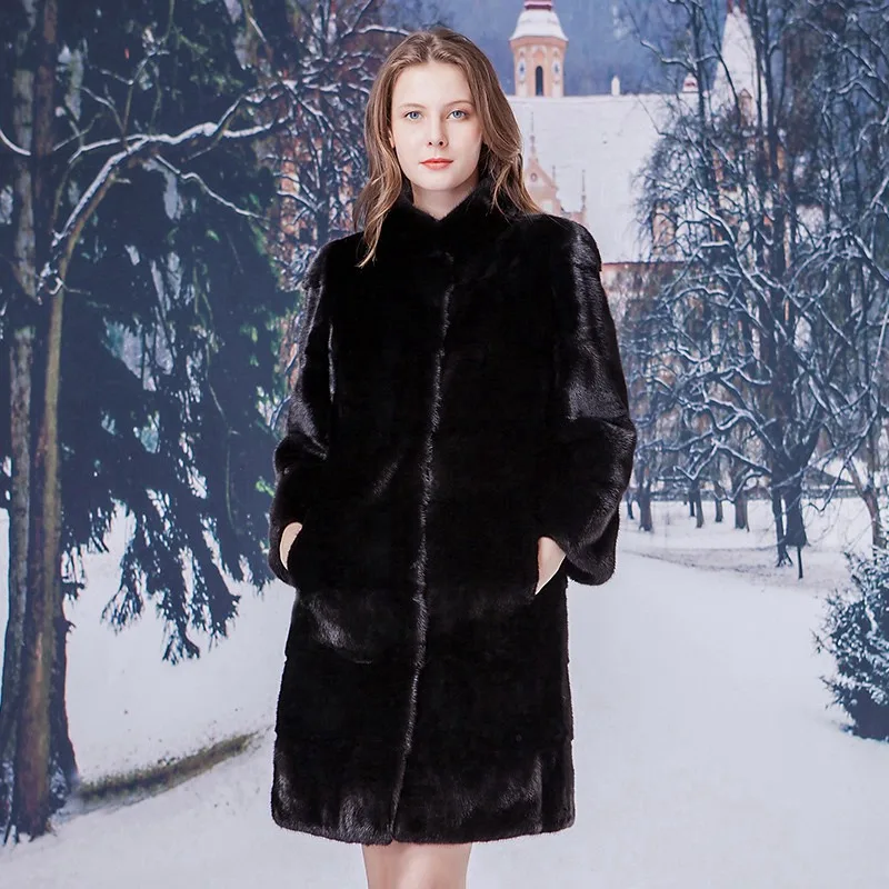 Роскошная натуральная норковая шуба куртка с кофта осень-зима натуральная женская меховая верхняя одежда плюс размер 4XL 5XL 6XL LF9068