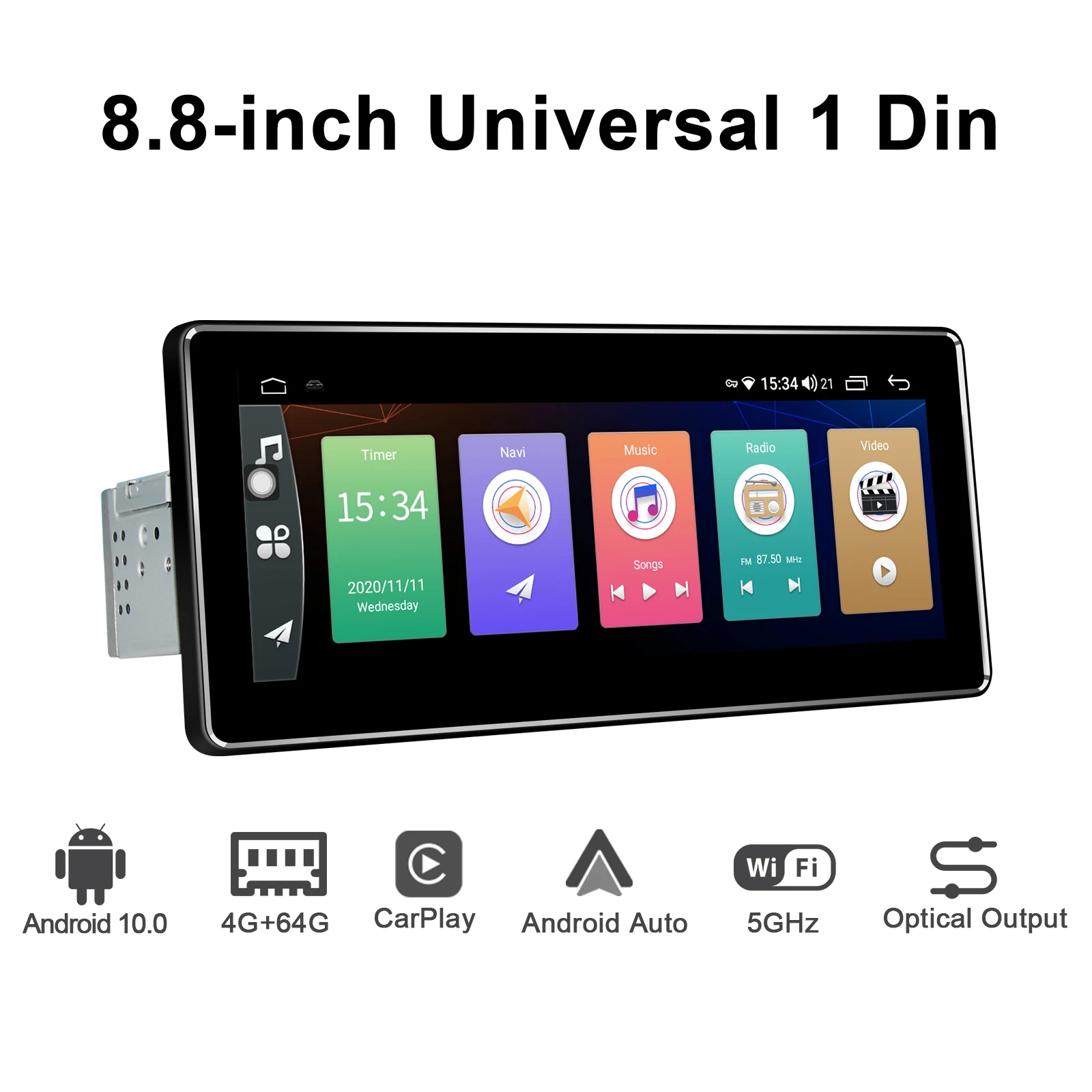 New Interface Universal 1din Multimedia Android 10 Car Radio Stereo Auto 4GB 64GB Head Unit Carplay Backup Camera Steering Wheel