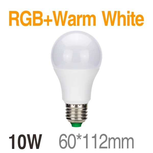 10W RGB Warm White Светодиодный RGB лампа 5 Вт 10 Вт 15 Вт E27 AC85-265V светодиодный светильник 16 изменяемый цвет RGB светодиодный светильник с функцией памяти+ ИК-пульт дистанционного управления - Испускаемый цвет: 10W RGB Warm White
