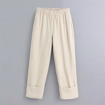 

2020 summer women's new simple casual elastic waist fashion wild work suit casual curling trousers trousers