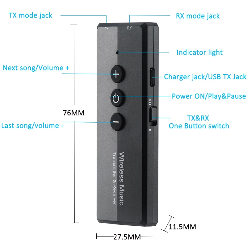 HEVARAL Bluetooth 5,0 адаптер беспроводной ключ передатчик и приемник беспроводной адаптер для ПК ТВ с 3,5 мм AUX стерео музыка