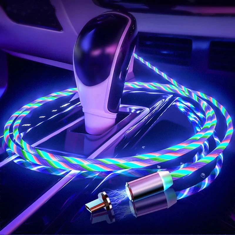 Магнитный зарядный кабель со светодиодной подсветкой Micro USB Type C|Кабели для