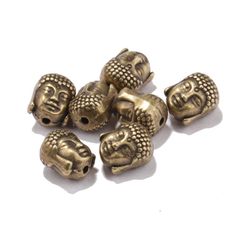 10Pcs Tibetan Silver Gold Bronze Metal Buddha Head Charms Beads Bracelets B13 