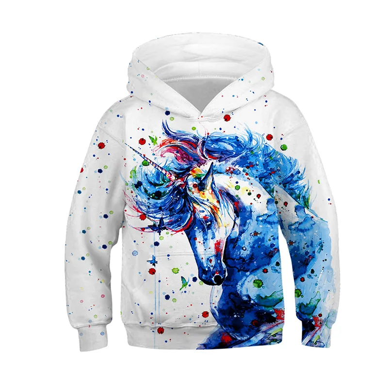  Unicorn Hoodie Kids 3D Print Sweatshirt Spring Autumn Boys Hoodies Teen 10 12 Years Unicorn Sweatsh