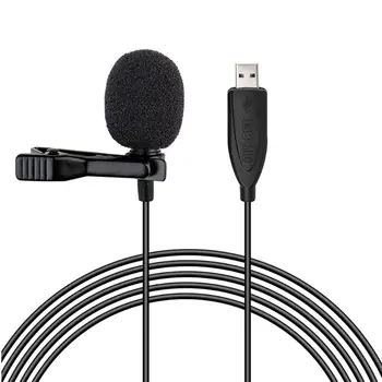 

USB Lavalier Microphone Clip on Collar Condenser Lapel Mic for PC Smart Phones