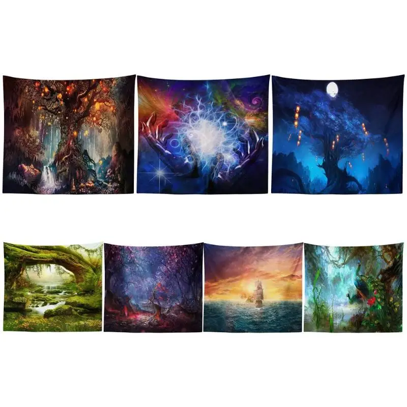 

Tapestry Beautiful Natural Forest Printed Wall Hanging Tree Print Tapestry Blanket Beach Yoga Mat Home Carpet Decor
