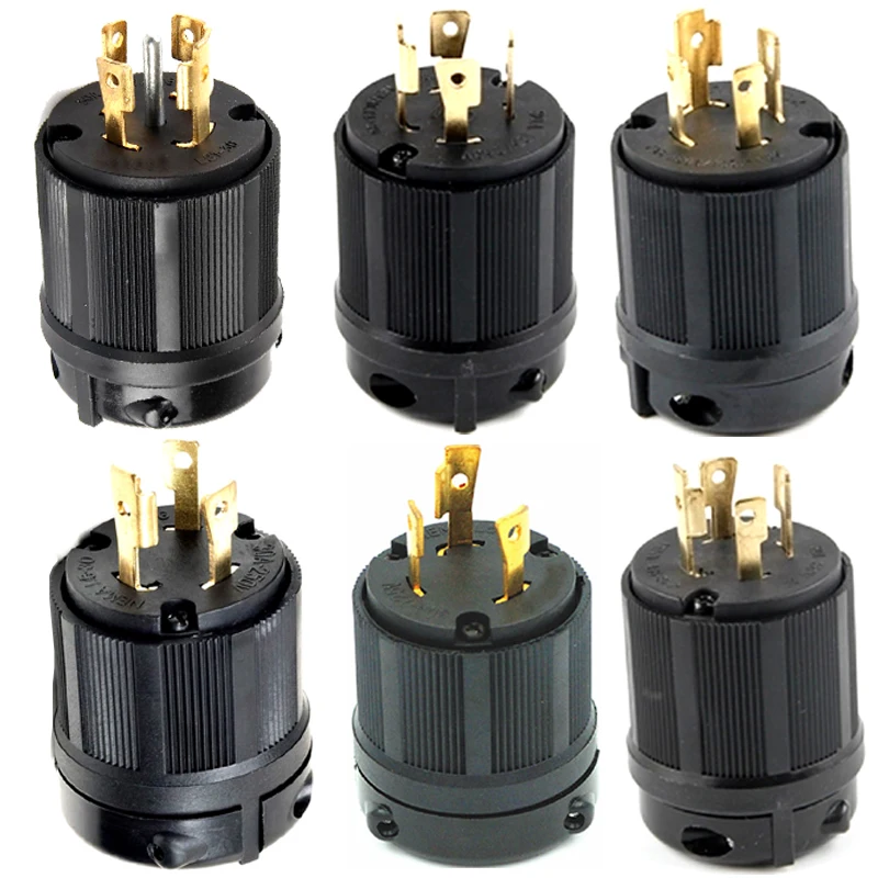Black UL 20A 30A NEMA L6-30P Industry Twist Lock Power Plug L5-30P L5L6L14L18L19L21L15-20P US Wiring Connector L14-30P 250V | Электроника