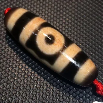 

190628-1 Cinnabar Spots Ji 3 Eyes Dzi Beads Natural Agate Material High Quality Amulet Collectible for Bracelet Pendant Neckalce