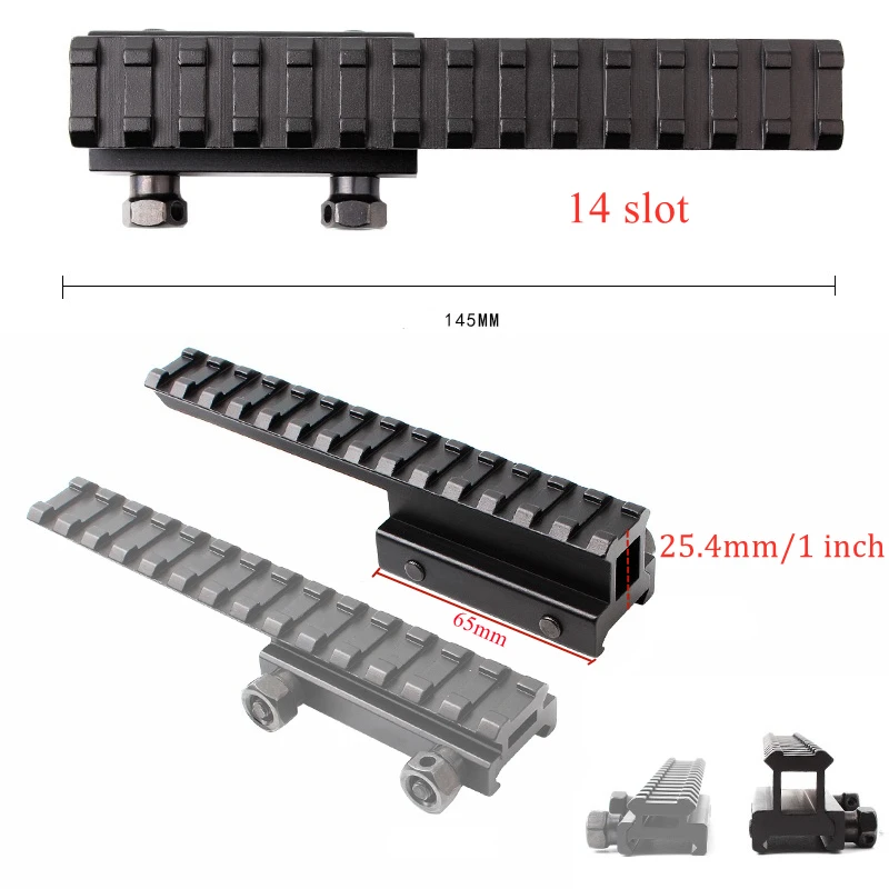 20mm Weaver 14 Slot Long Rifle Scope Riser Rail Picatinny Mount Hunting