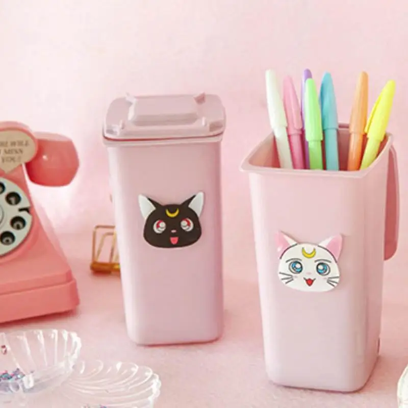 

Korean Creative Lovely Girl Heart Pink Dustbin Modeling Pen Container Fairy Beautiful Girl Student Desktop Storage Bucket