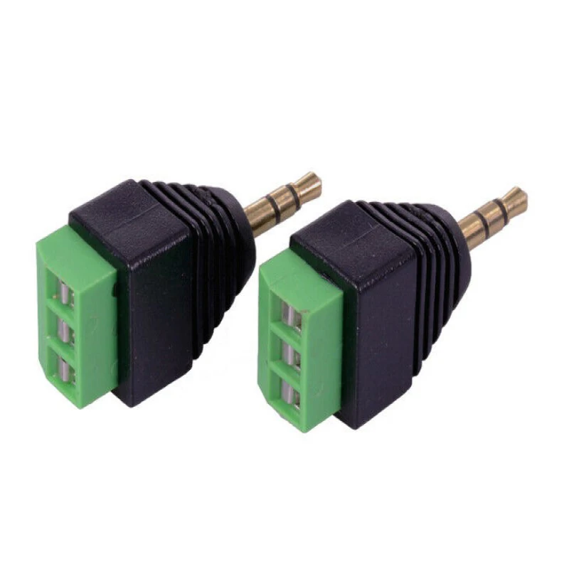 3.5mm 3 pole stereo audio video male to 3 headphone adapter screw terminal (2)
