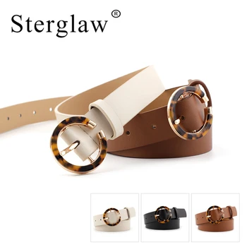 

104*2.8cm NEW band Female belts for women Round Leopard Buckle Women's designer wide leather belt Woman's accesories N014