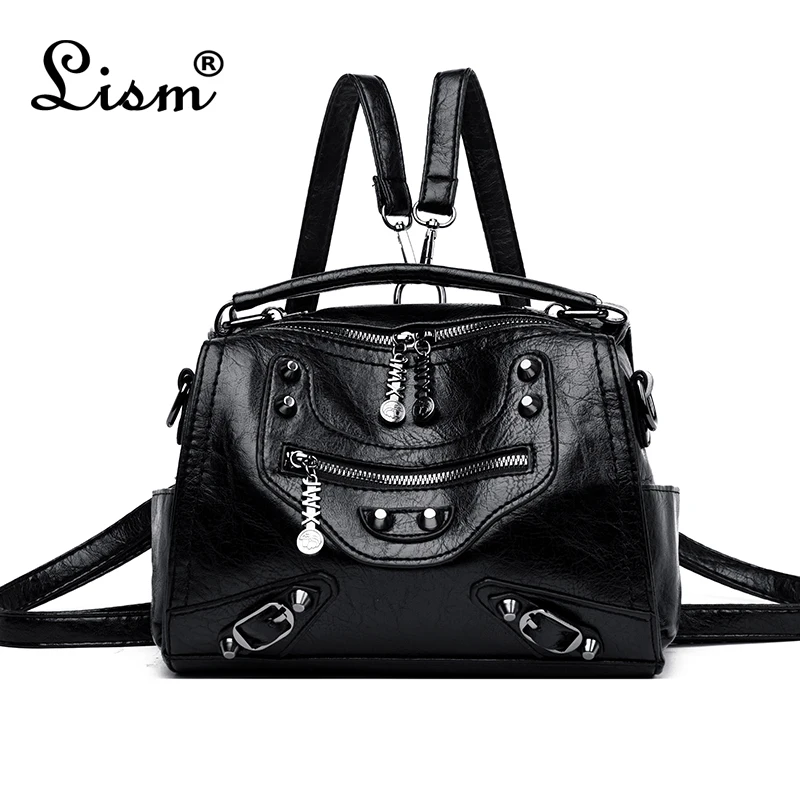 

Vintage Rivets soft leather luxury women bags Designer ladies Casual tote bag shoulder crossbody bags for women Sac