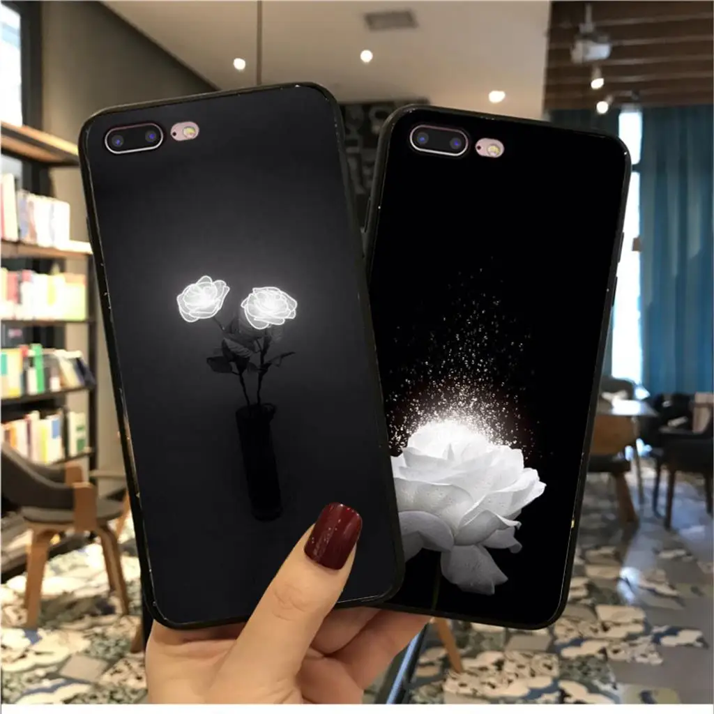 Светящиеся розы в темноте красивые аксессуары для телефона чехол Apple iPhone 8 7 6 6S Plus X