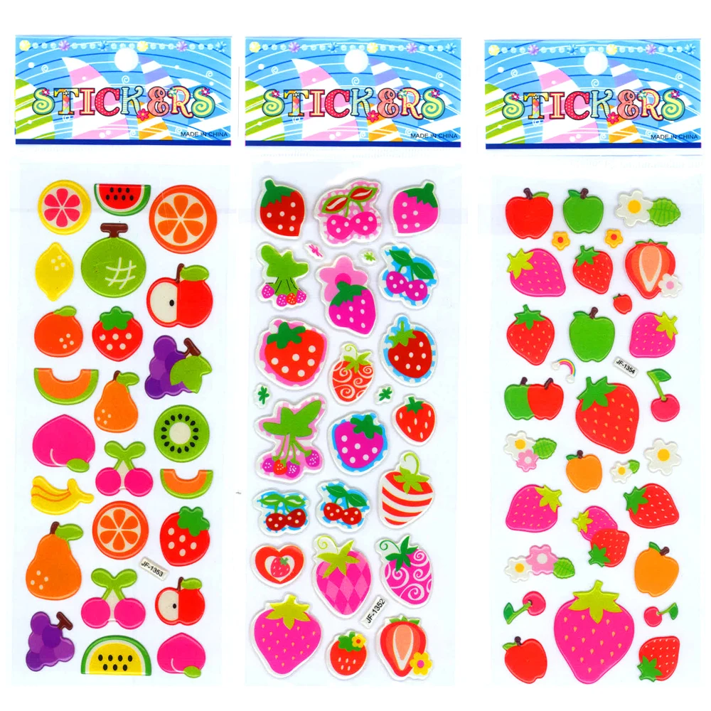6 листов Kawaii милые фрукты животные Животные Скрапбукинг пузырьков стикеры пухлые подарки вознаграждение для детей, детские игрушки, прямые продажи с фабрики